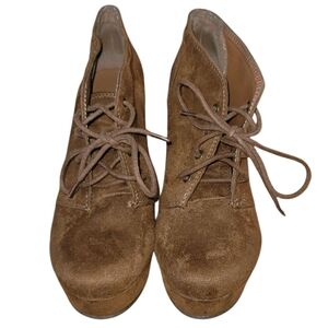 shi by Journey's brown lace up wedge booties Size 6.5